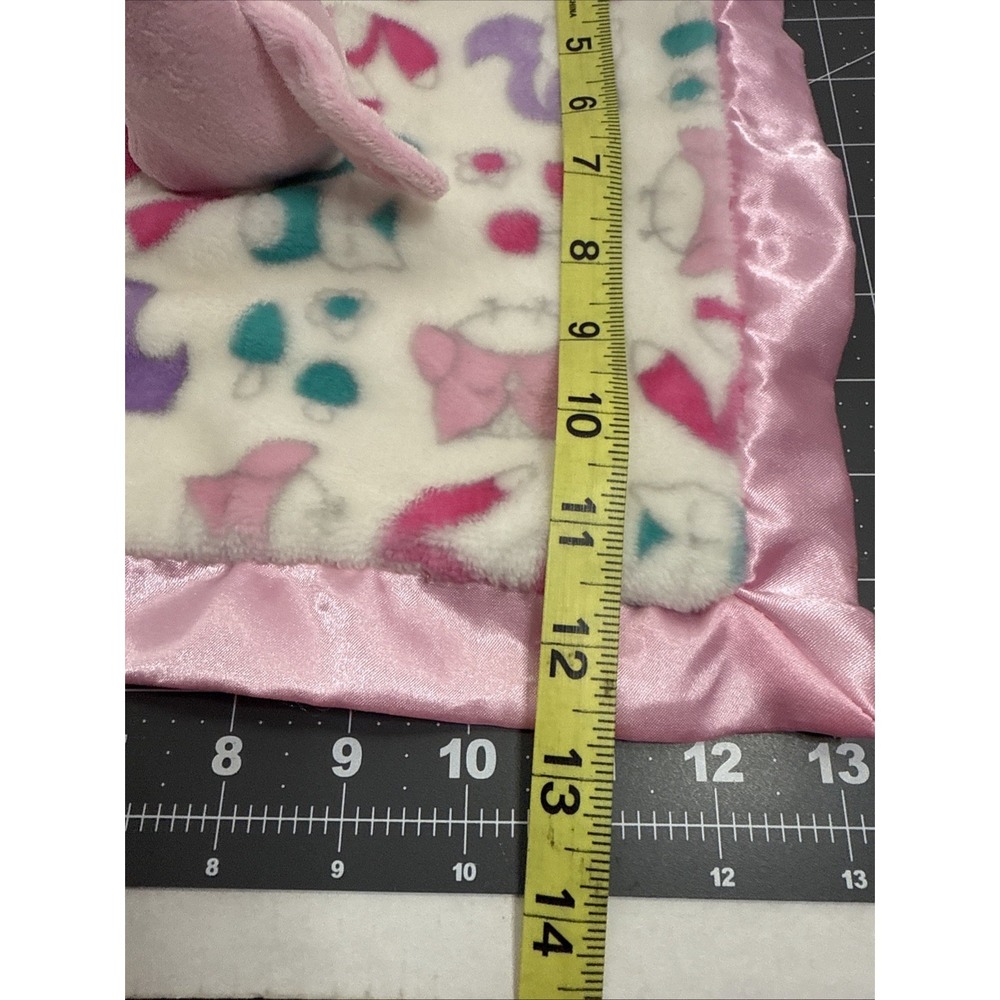 Lightning Bug Pink White Teal Owl Fox Security Blanket Satin Back Baby Lovey 13" - Picture 9 of 10
